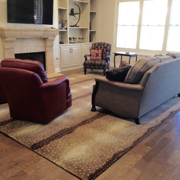 Custom sized Karastan Aberdeen Antelope rug in living room