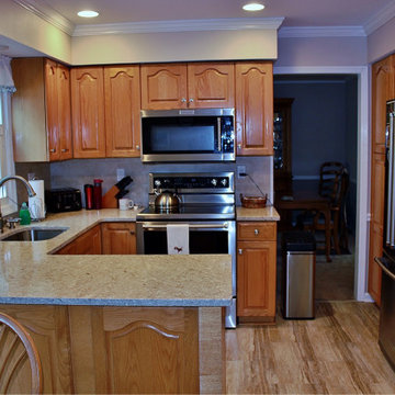 CS Update Kitchen Counters, Tile Splash, Reduce Cab., and New Appl., flr, paint