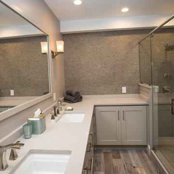 Transitional Master Bathroom Remodel | Double Vanity & Textured Tile Walls