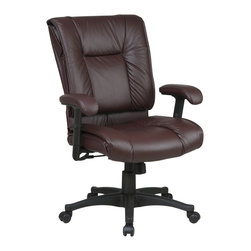 Deluxe Mid Back Executive Leather Office Chair - Office Chairs