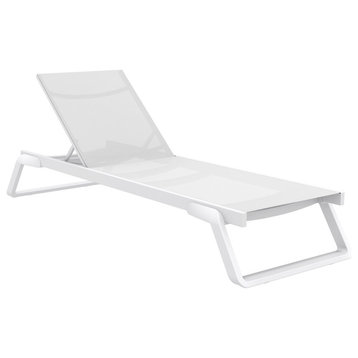 Tropic Sling Chaise Lounge, Set of 2, White Frame White Sling