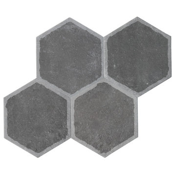 Dakota Decor 8"x9" Hexagon Matt Wall/Floor Tile, Decor Dark Gray, 1 Box