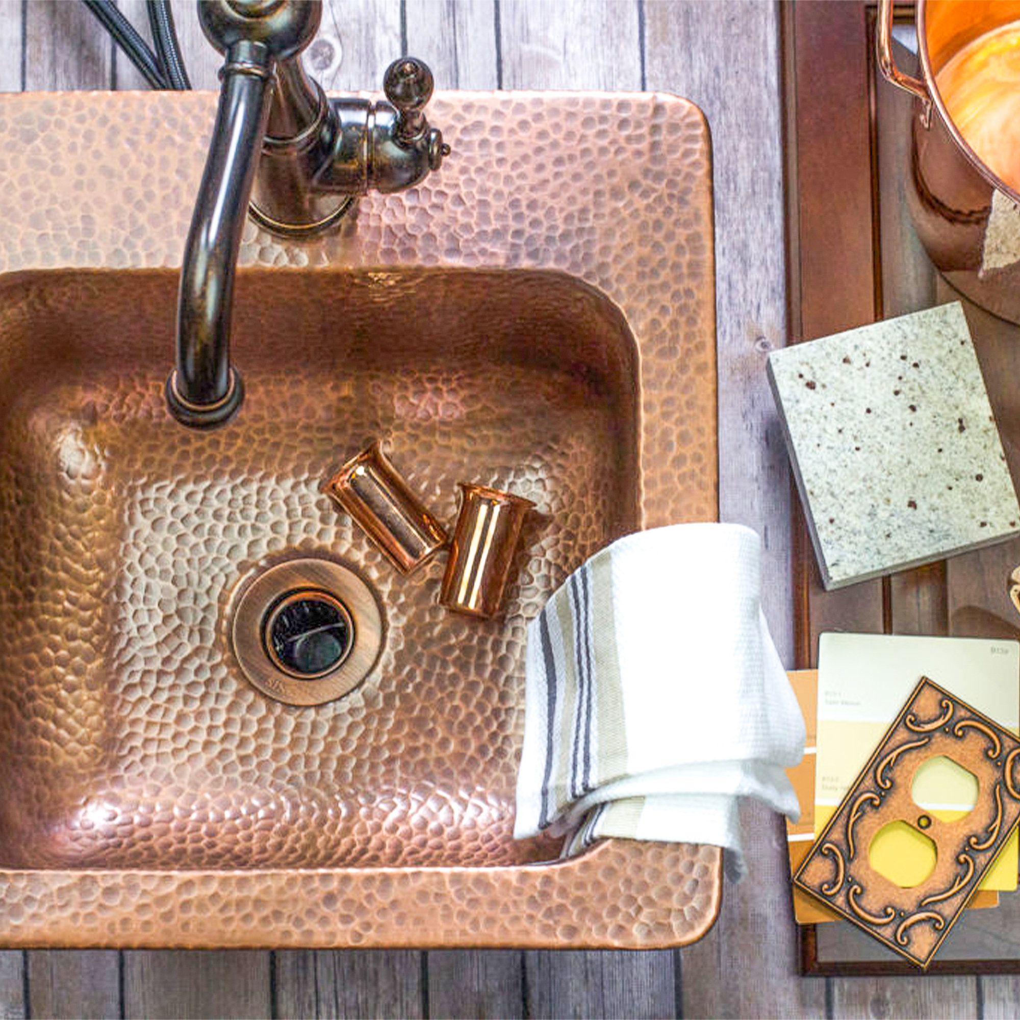 Angelico Copper 15" Single Bowl Drop-In Kitchen Sink