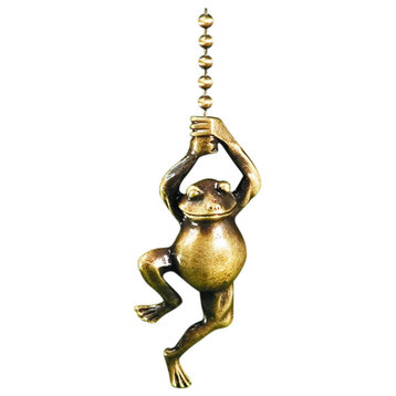 Dancing Frog Ceiling Fan Pull Antique Metal, 1.25"h with 12" Antiqued Brass Chai