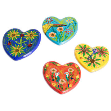 Novica Handmade Hearts Ceramic Magnets, Set of 4