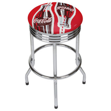Bar Stool - Coca-Cola Twin Bottles with Straw Bottle Art Stool