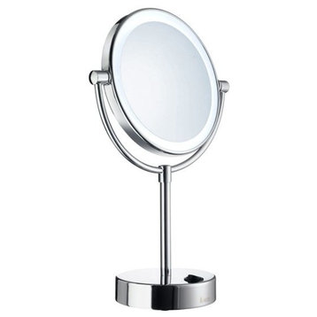 Outline LED Dual Lighted/2 Sided 5X'S & Normal Make-Up Mirror, Polished Chrome