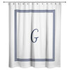 Navy and White Monogrammed Shower Curtain, G