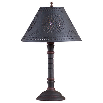 Gatlin Lamp, Hartford Black With Red With Shade