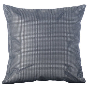 Behind the Leather Mesh, 16"x16" Faux Leather Gray Decorative Pillows Cover