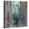"Blue Songbird" Painting Print on Brushed Aluminum, 24"x24"