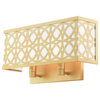 Soft Gold Fretwork, Ornamental, Transitional, Sophisticated Double Sconce