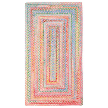 Baby's Breath Concentric Braided Rectangle Rug, Pink 8'x11'