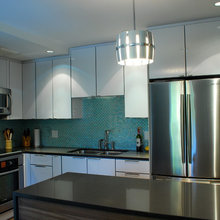 kitchen white cabinet grey counter