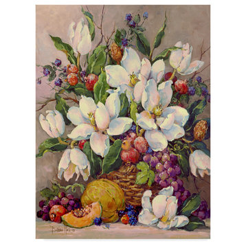 Barbara Mock 'Fruit And Magnolias' Canvas Art