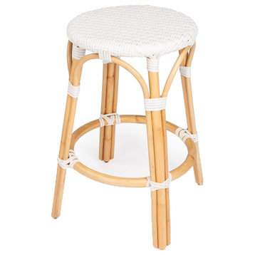 Beaumont Lane 24" Transitional Rattan Counter Stool in White