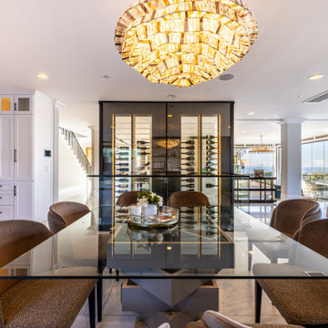 Custom Staircase Glass Wine Cellar & Display Cabinet in Newport Beach