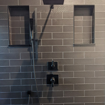 Black and white wet room bathroom