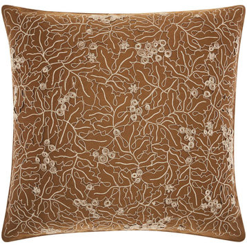 Crochet Throw Pillow C2490 - Brown