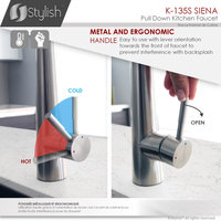 STYLISH Kitchen Sink Faucet Single Handle Pull Down Dual Mode Stainless Steel