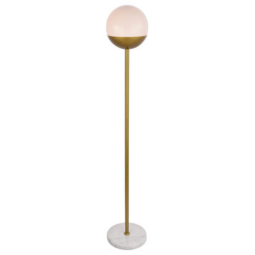 Living District Eclipse 1 Light Floor Lamp, Brass/Frosted White, 11"