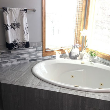 Expansive Gray Master Bathroom