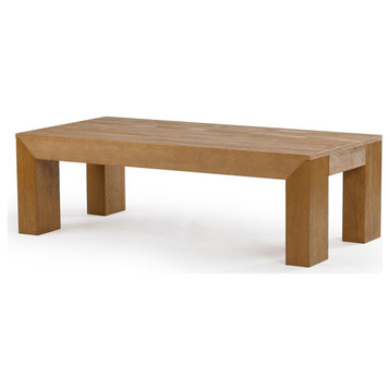 Modern Coffee Table, Pine Frame With Straight Legs & Rectangle Top, Pecan/48"