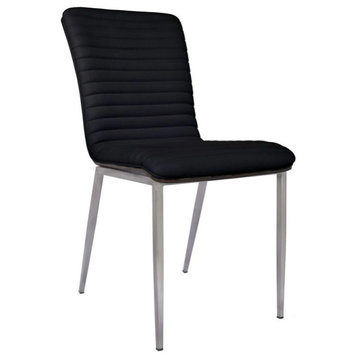Favianne Dining Chair, Black Perforated Cover, Walnut Veneer Back