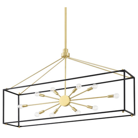 Glendale 10-Light Island-Light Aged Brass/Black Finish