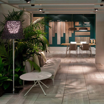 Porcelain pavers with simulated wood look