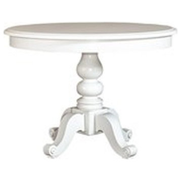 Bowery Hill Wood Round Pedestal Dining Table in White