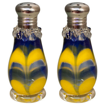 Feather Blue and Yellow Salt and Pepper Shaker Set