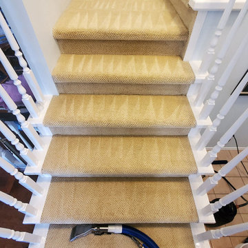 Hallway and Stairs Steam Cleaning With Dirt from Plants Drywall Dust and Constru