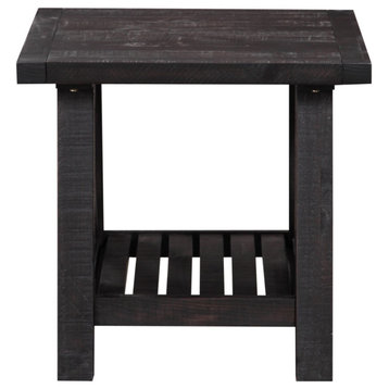 Yanez Industrial End Table in Charcoal - Solid Wood