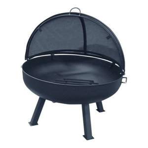 24 Round Fire Pit With Round 4 Leg Base Cs Pivot Screen And