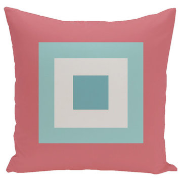 Geometric Decorative Pillow, Coral Bahama, 18"x18"