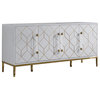 Iside 65" Lacquer With Gold Accents Sideboard, White