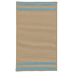 Colonial Mills - Denali End Stripe Indoor/Outdoor Rug Coastal DE25 Federal Blue, 8'x10' - Understated show-stopper. Double-striped. Classic design matches your home. Put it under dining room table. Accentuate your sunroom. Refine your patio. Neutral base color. Muted accents.