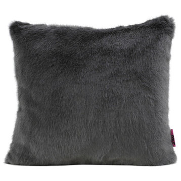 GDF Studio Elise Modern Glam Faux Fur Throw Pillow, Dark Gray, 2