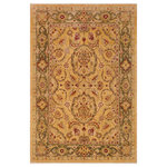 Bareens Designer Rugs - Oriental Ziegler Kristine Gold Green Hand-Knotted Wool Rug- 8'8'' x 11'2'' - Enhance the ambiance of your home with this magnificent Persian-influenced Turkish hand-knotted rug made by skilled artisans capable of creating the most exceptional vegetable dyes and hand-spun wool. This exquisite handmade rug is a one-of-a-kind Peshawar Kafkaz, otherwise identified as Chobi, Chobi Peshawar, Oushak, or Ziegler rug. These handmade rugs are crafted in Pakistan utilizing superior-quality wool imported from Australia, New Zealand, and Korea in two types of weaves: the Persian weave and the Mori weave. This rug is meticulously crafted by hand using the finest natural vegetable dyes extracted from local plants. The artisans use a blend of hand-spun local and fine merino wool, resulting in a rug with a compelling texture, higher lanolin content, and longer staple. The artisans occasionally incorporate natural or artificial silk into the pile to enhance specific motifs. The finished product is an awe-inspiring execution of flawless design and an understated palette that exudes elegance.