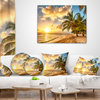 Gorgeous Beach of Island Barbados Modern Seascape Throw Pillow, 18"x18"