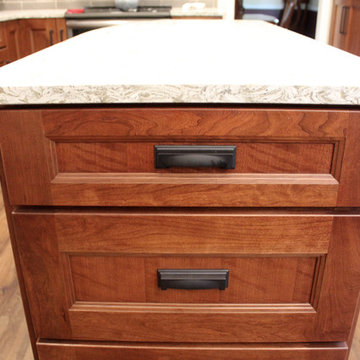 Transitional Cherry Kitchen with Beige and White Quartz Countertop ~ Akron, OH