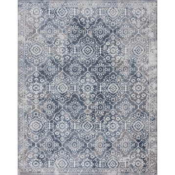 Jersey Traditional Oriental Blue Rectangle Area Rug, 8' x 10'