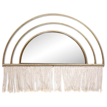 Metal/Wood, 17" Arched Mirrored Wall Deco, Gold