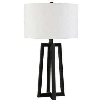 Helena 24.5 Tall Table Lamp with Fabric Shade in Blackened Bronze/White