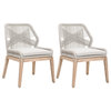 Rope Woven Natural Mahogany Legs Dining Chair, Set of 2
