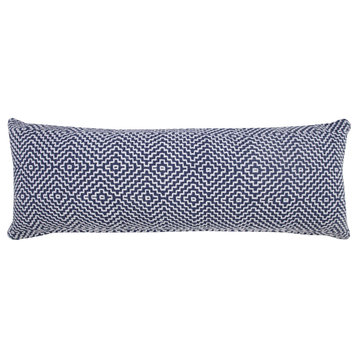 Blue Diamond Delight Woven Geometric 14" x 36" Lumbar Throw Pillow