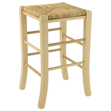 Linon Easton Backless Set of Two Wood 24.4" Counter Stools in Natural