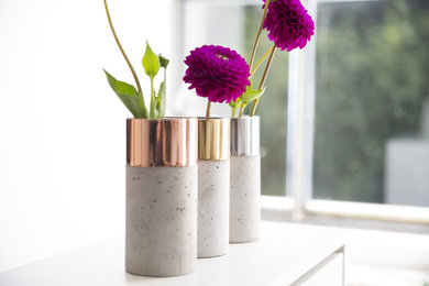 Beton & bunte Metalle - Vasen mit Aluminium, Kupfer oder Messing