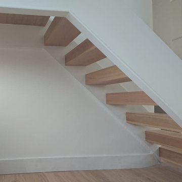 New Frameless Glass Staircase | White with Oak Box Treads | Birmingham